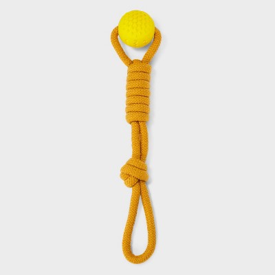 14" Rope with Ball Dog Toy - Boots & Barkley Yellow