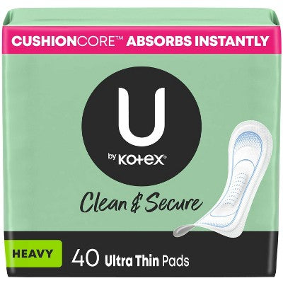 U by Kotex Clean & Secure Heavy Ultra-Thin Feminine Fragrance Free Pads - Unscented - 40ct