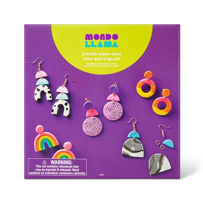 Clay Jewelry Kit - Mondo Llama: DIY Art Kit with Earring Hooks & Molds for Making Clay Bracelets & Jewelry