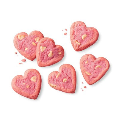 Valentine's Heart Shaped Strawberry Shortbread Cookies with White Chocolate Chips - 7oz - Favorite Day