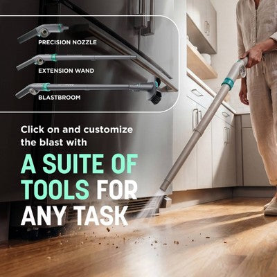 Shark BlastBoss Indoor-Outdoor Air Blasting System, Cordless Floor Sweeper AB2112BL 8" Cleaning Path Sky