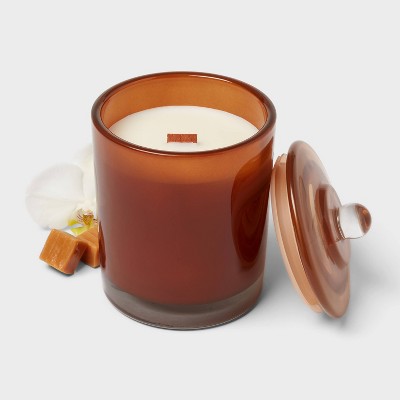 Wick Wooden Wick Lidded Pumpkin Bourbon Jar Candle 13oz - Threshold