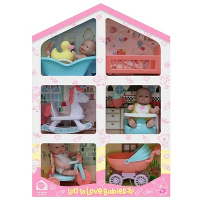 JC Toys Lots to Love Babies 5" Mini Doll House with Dolls and Accessories