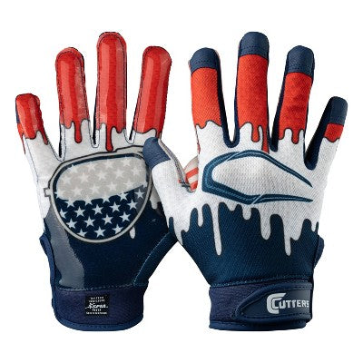 Cutters Game Day Receiver Gloves Youth - Stars S/M: Strap Closure, Football Use