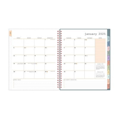 WAAV Planner 2025 Weekly/Monthly Planner 9.25"x7.87" Wirebound Frosted Transition: Adult Calendar, Tabs, Multicolored