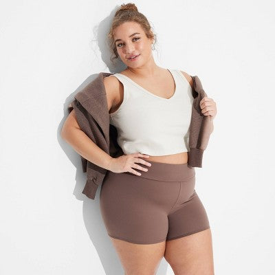 Womens Mid-Rise Foldover ButterBliss Shorts Wild Fable Pewter XXL