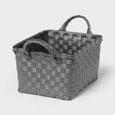 Woven Plastic Basket Small Gray - Brightroom