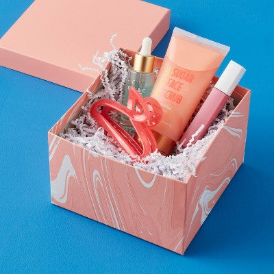 Small Square Box Marble pattern Peach Colorway - Spritz