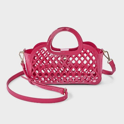 Jelly Mini Cage Tote Crossbody Bag - A New Day Magenta