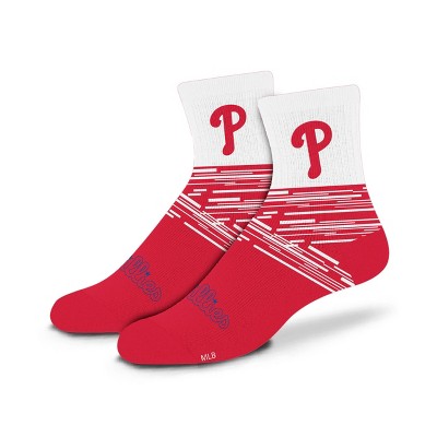 MLB Philadelphia Phillies Youth Quarter Socks - 2pk: Cushioned Heel & Toe, Team Logo
