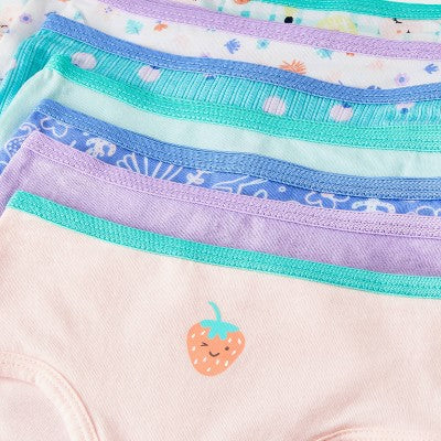 Toddler Girls' 7pk 'Fruit' Briefs - Cat & Jack 4T: Cotton Knit, Low Rise, Full Waistband Elastic, Botanical & Food Patterns