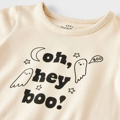 Baby Halloween Oh Hey Boo Short-Sleeve Romper - Cat & Jack Cream 12M