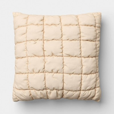 19"x19" Quilted Solid Pillow Khaki - Room Essentials