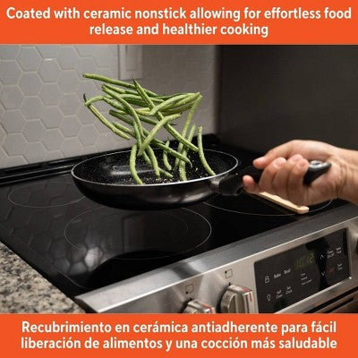 IMUSA 10" Ceramic Bistro Saute Pan Black: Aluminum Cookware, Hand Wash, Electric & Gas Compatible