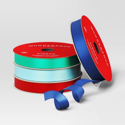 4pk Christmas Satin Ribbon Red/Blue/Teal - Wondershop