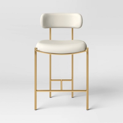 Orion Luxe Backed Counter Height Barstool with Brass Legs Gray Velvet - Threshold (LOCAL PICKUP ONLY)