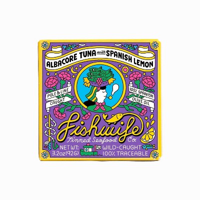 Fishwife Tinned Seafood Co Albacore Tuna with Spanish Lemon - 3.2oz: MSC Certified, Gluten-Free, High Protein
