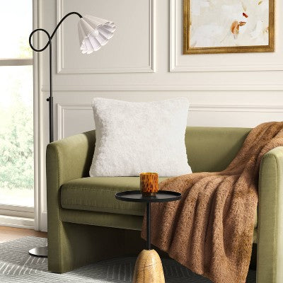 Oversized Square Soft Density Faux Shearling Throw Pillow Ivory - Threshold (LOCAL PICKUP ONLY)