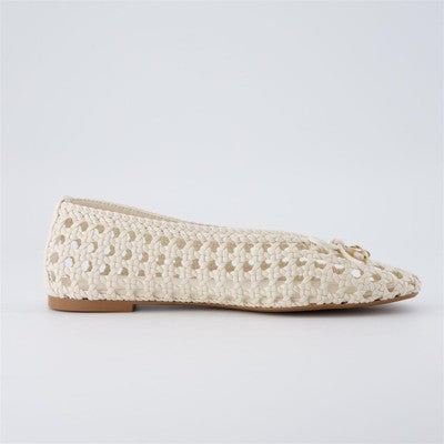 Womens CUSHIONAIRE Witty Hand Woven Ballet Flats  IVORY 9.5