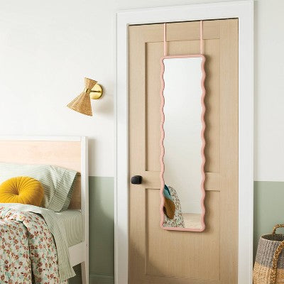 Wavy Over the Door Mirror Pink - Room Essentials (LOCAL PICKUP ONLY)