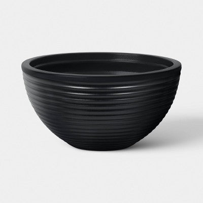 Grooved Bowl Outdoor Planter Black 20"x10" - Threshold