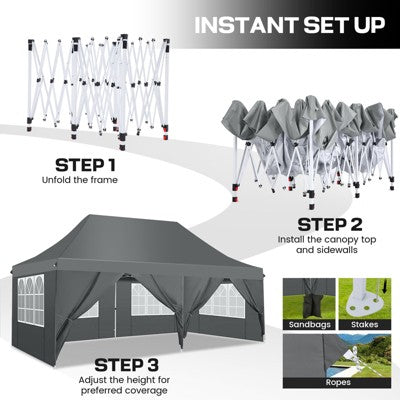 Cobizi 10x20ft Pop Up Canopy Tent with 6 Removable Sidewalls (LOCAL PICKUP ONLY)