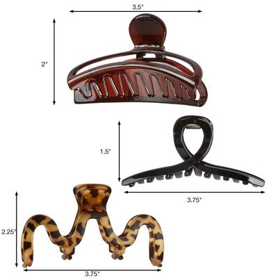 scunci Mixed Shape Claw Clips - 3ct