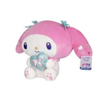 Hello Kitty 12" My Melody with Heart Pillow Plush: Polyester Stuffed Animal Character, 12 x 8 x 7 in.