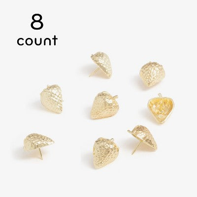 U Brands 8ct Strawberry Push Pins Gold: Thumb Tacks for Cork Board, Zinc Alloy, Office & Art Supplies
