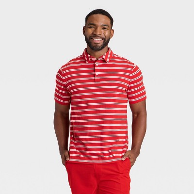 Men's Comfort Wear Striped Polo Shirt - Goodfellow & Co Red M