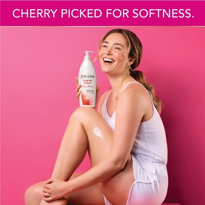 Jergens Original Scent Cherry Almond Moisturizing Body Lotion for Dry Skin - 33.8 fl oz: Hydrating, Skin Texture Improvement, Paraben-Free, Vegan