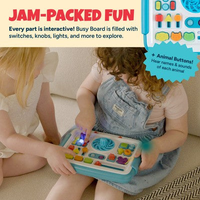 Chuckle & Roar Explore & Glow Busy Board - Interactive Toddler Activity Board with Lights, Sounds, Switches and 3 Play Modes, Ages 1-4+