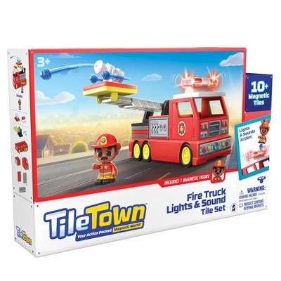 Tile Town Fire Truck Magnetic Tiles Set