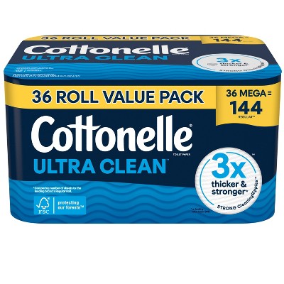 24 PACK OPEN PACKAGE!!Cottonelle Ultra Clean Strong Toilet Paper - 36 Mega Rolls