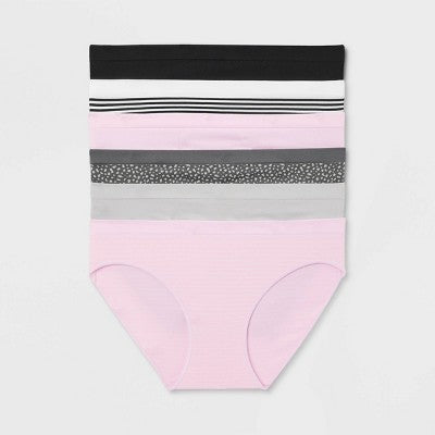 Women's 6pk Seamless Bikini Underwear - Auden Assorted Color S: Solid, Stripe Knit, Pull-On