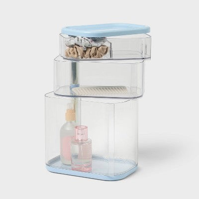 Rotating Cosmetic Vanity Makeup Organizer Blue - Brightroom