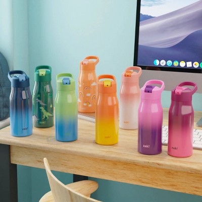 Zak Designs 14 fl oz Stainless Steel Tranquility Straw Bottle - Rainbow