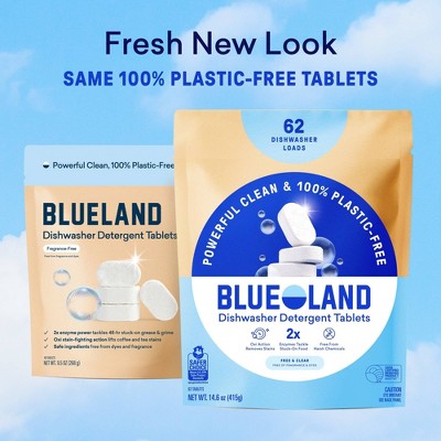 Blueland Fragrance Free Dishwasher Detergent Tablets - 62ct: Bleach-Free, Hypoallergenic, Vegan