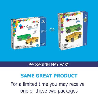 MAGNA-TILES Cars 2pc Expansion Set: Green & Yellow
