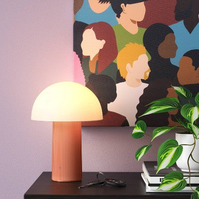 Portable Cordless Mushroom Table Lamp with Rechargeable Battery (Includes LED Light Bulb) Cosmic Rust- Room Essentials