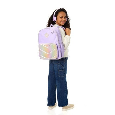 Locker Club Kids' 16L Nylon Backpack with Headphone Pencil Pouch - Lavender: Lightweight School Bag