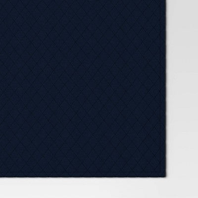 Quilted Jersey Throw Blanket with Faux Shearling Reverse Heathered Navy - Room Essentials