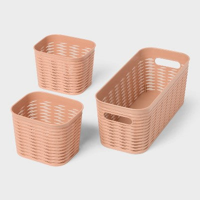 3pk Wave Assorted Decorative Basket Terracotta 5L Narrow 2c - Brightroom