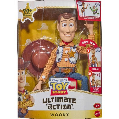 Disney and Pixar Toy Story 5 Ultimate Action Woody Figure, Simple & Animated Mode, 16" Posable
