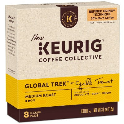Keurig Coffee Collective Global Trek Medium Roast K-Cup Coffee Pods - 8ct: Arabica Beans, Chocolate, Berry Flavors (LOCAL PICKUP ONLY)