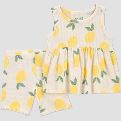 Carter's Just One You Baby Girls' 4pc Lemon Peplum Set 12M