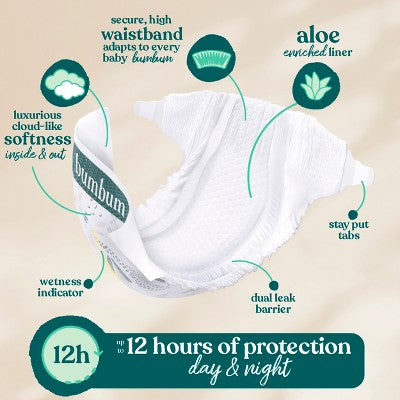bumbum Luxury Skincare Disposable Diapers - Size 3 - 138ct