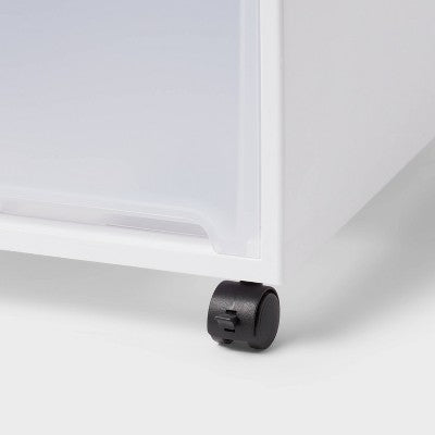 Modern Tall Narrow Drawer with Caster Wheel with Lock White 1pc - Brightroom