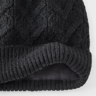 Girls' Cable Heart Beanie Hat - Cat & Jack Black