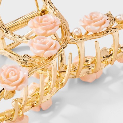 Loop with Rose Embellishment Claw Hair Clip - Wild Fable Gold